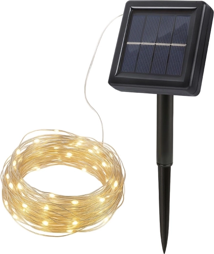 Solight LED napelemes fényfüzér, 200 LED, 22 m, meleg fehér