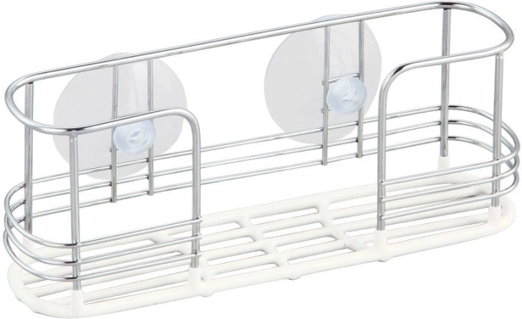 Tapadókorongos konyhai eszköztartó, króm és vinil, 20 × 5 × 8 cm