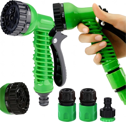 Állítható kerti permetező pisztoly 7 üzemmóddal és 3 gyorscsatlakozóval