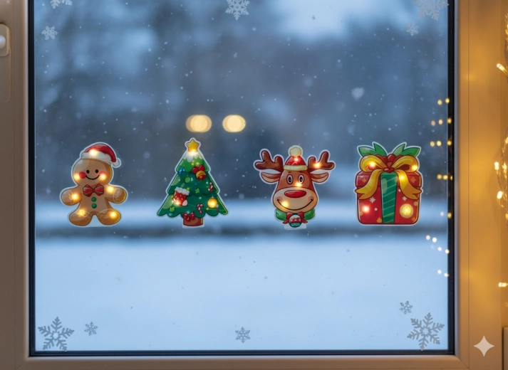 Karácsonyi zselés LED matrica – meleg fehér, vegyes motívumok