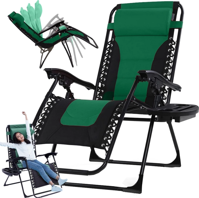 Összecsukható kerti nyugágy Gravity asztalkával