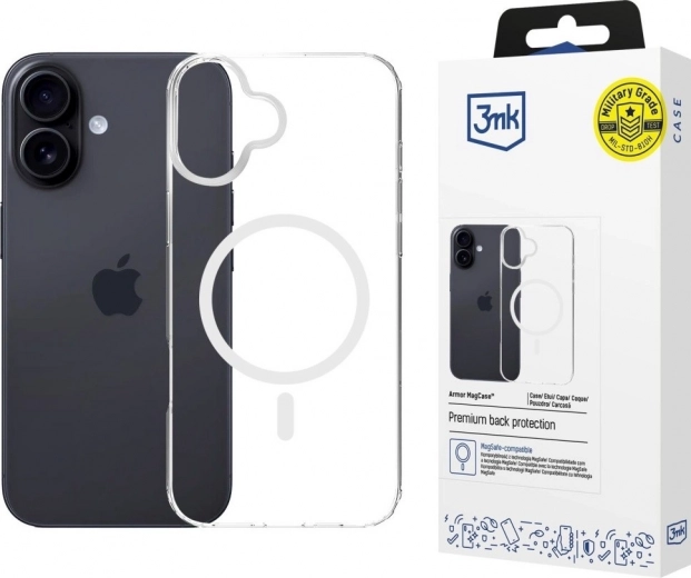 átlátszó mágneses Armor MagCase tok iPhone 16-hoz MagSafe támogatással