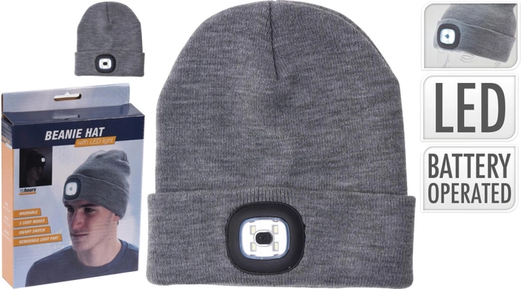 Szürke sapka LED-fénnyel