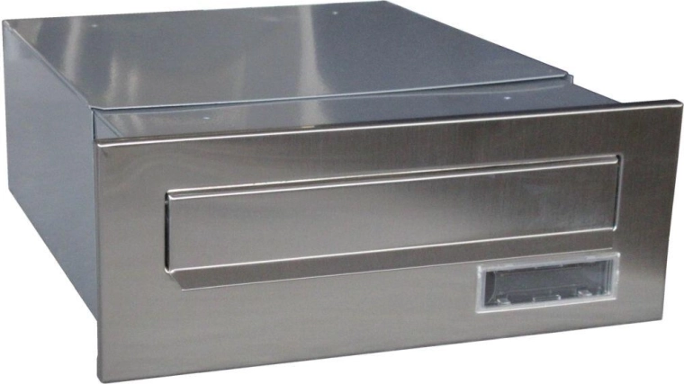 Falba építhető, rozsdamentes acél postaláda oszlopba 320–540 × 250 × 110 mm