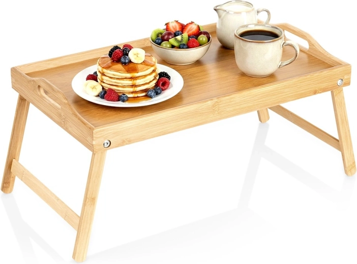 bambusz összecsukható reggelizőtálca 2 az 1-ben 50 × 30 × 24,5 cm