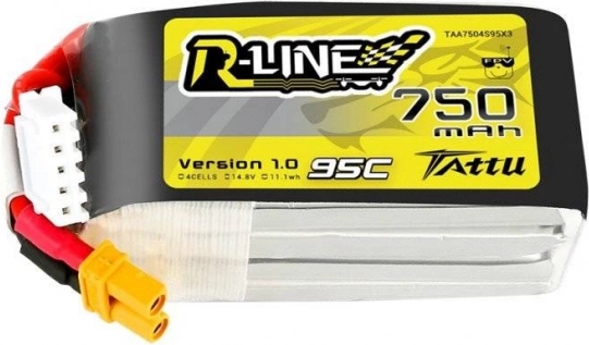 Tattu r-line 750 mah 14,8 v 95c lipo akkumulátor 4s xt30 csatlakozóval