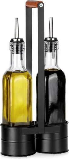 Üveg olaj- és ecetszett állvánnyal, 2×250 ml