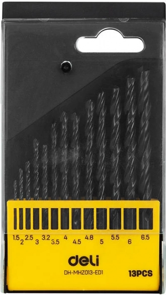 DELI TOOLS HSS fúrószár készlet, 13 db (1,5–6,5 mm)
