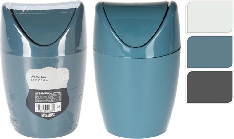 Asztali billenő fedelű szemetes 1,5 l műanyag, kerek