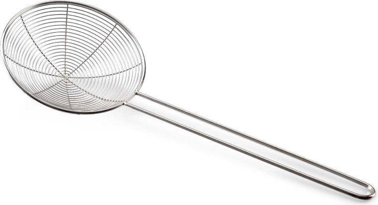 Rozsdamentes acél szűrő nyéllel 14 cm