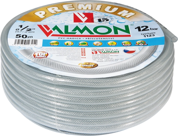 Átlátszó, megerősített PVC tömlő 3/8" (10×14,5 mm) – 50 m