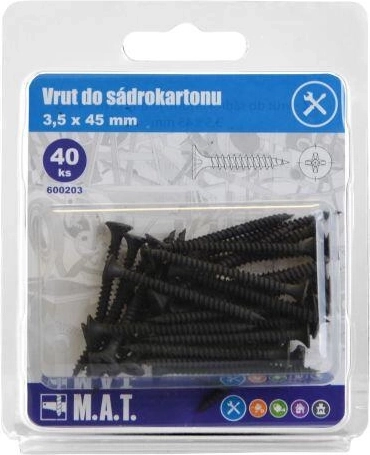 Gipszkartoncsavar 3,5 × 45 mm, finommenetes, foszfátozott (40 db)
