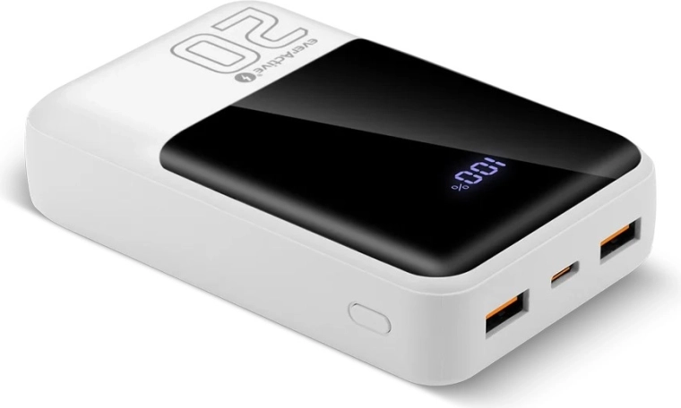 20 000 mAh-s powerbank 22,5 W gyors töltéssel, 2× USB-A és USB-C, LCD kijelzővel