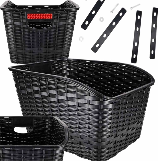 Rattan hatású hátsó kerékpárkosár csomagtartóra prizmával