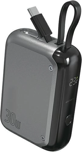 Pocket powerbank 30 W 10000 mAh beépített USB‑C kábellel 15 cm