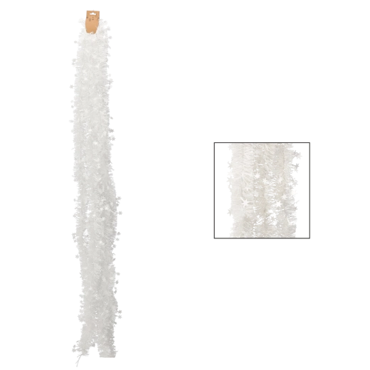 Fehér karácsonyi girland 6 m, átmérő 10 cm