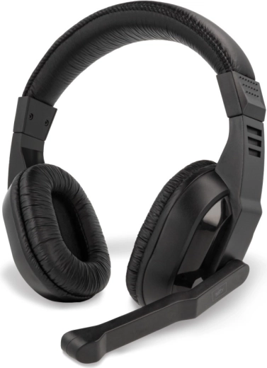 Setty vezetékes fejpántos fejhallgató mikrofonnal, 150 cm, 3,5 mm jack, fekete