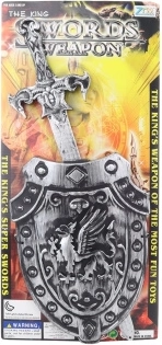 Műanyag kard pajzzsal gyerekeknek