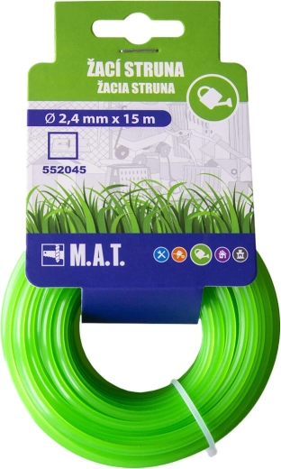 Nylon damilfej zsinór 2,4 mm négyzet profil, 15 m, zöld