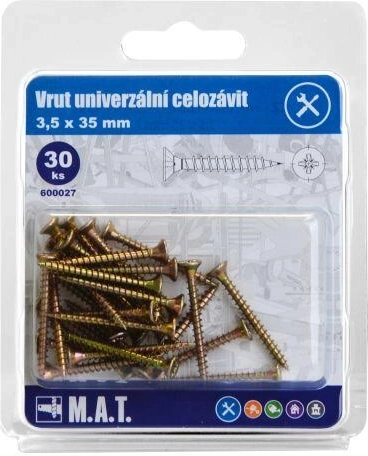 Univerzális facsavar, teljes menettel 3,5 × 35 mm, horganyzott, 30 db
