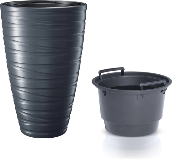 Magas MAZE virágcserép betéttel 37,5 cm – antracit