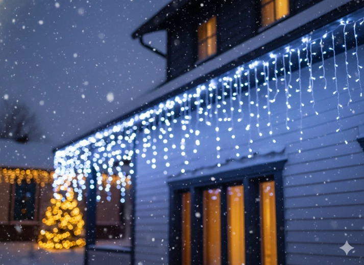 LED fényfüggöny jégcsapok 300 LED hideg fehér 12 m - 1 db