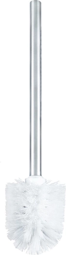 WC-kefe rozsdamentes acél nyéllel, fehér, 8 cm átmérő