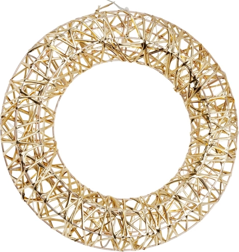 Aranyszínű világító karácsonyi koszorú, 20 LED, 30 cm