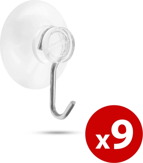Tapadókorongos fali kampó, 9 db