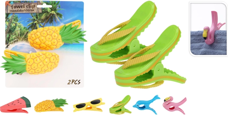 Strandtörölköző‑csipeszek – vegyes dekorok (2 db)