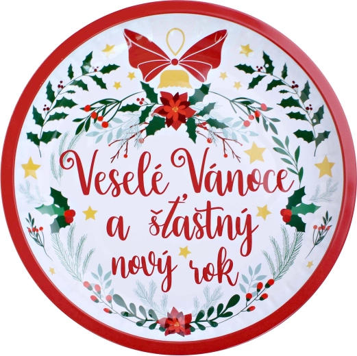Lemez kerek tálca Vidám karácsony 26 cm