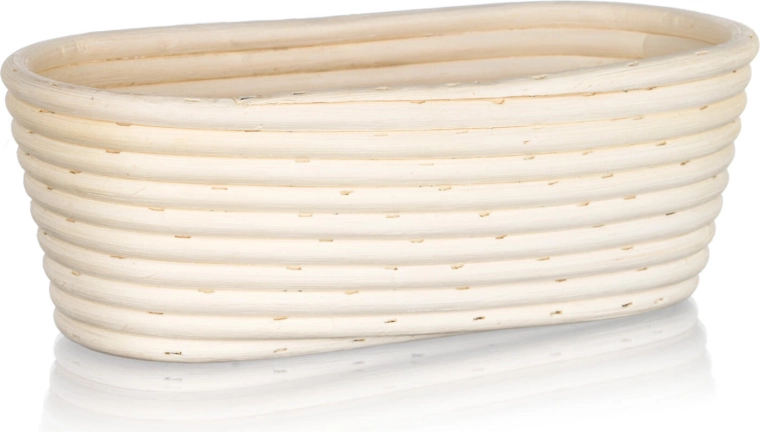 Ovális kelesztőkosár kenyérhez 26 × 13 × 9 cm természetes rattanból, kalász mintával