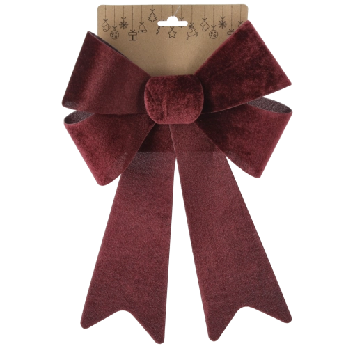 Nagy bordó velúr karácsonyi díszmasni 23 × 38 cm