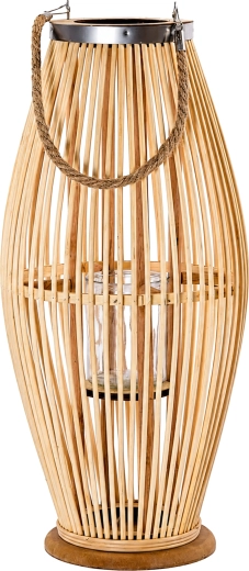 Fa kerti lámpás 38 cm teraszra üveggyertyatartóval – 1 db