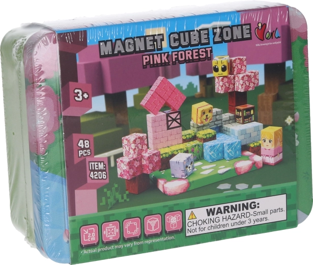 Magnet Cube Zone Pink forest mágneses építőjáték 48 darabbal