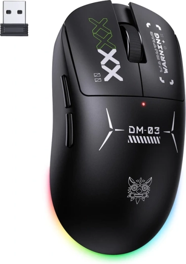Onikuma DM03 RGB fekete vezeték nélküli gamer egér
