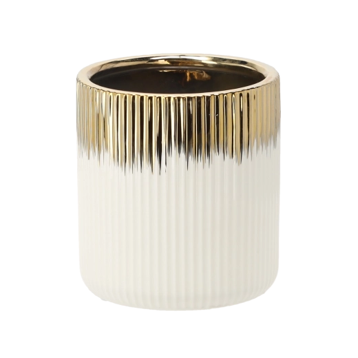 Kerámia kaspó arany-fehér, szögletes, 15 × 15 × 16 cm