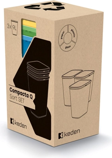 Compacta Q Sort szelektív hulladékgyűjtő szett 3×9 l