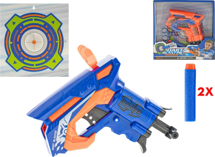 Felhúzható pisztoly hablőszerrel és céltáblával, 11 cm