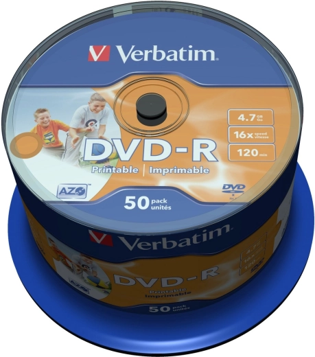 Verbatim DVD-R Wide Inkjet Printable 4,7 GB 16x – 50 db