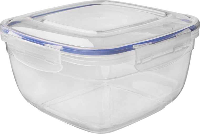 Prim négyzet alakú műanyag (UH) tárolódoboz tömítéssel, 0,9 l