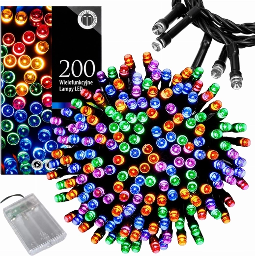 Karácsonyi LED fényfüzér 20 m, 200 RGB dióda - 1 darab