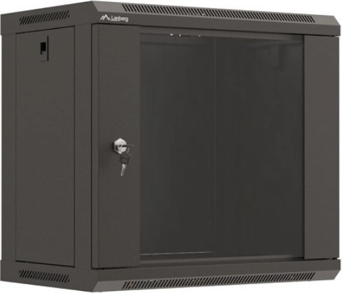 Lanberg falra szerelhető rack szekrény 19" 540 × 350 mm, fekete, üvegajtóval (lapraszerelt)