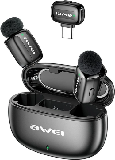 Awei MK5 Duo Ai-Voice vezeték nélküli csíptetős mikrofon fekete
