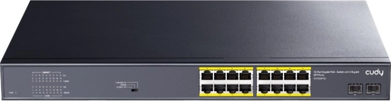 gigabites poe+ switch 16× rj45, 2× sfp, 200 w
