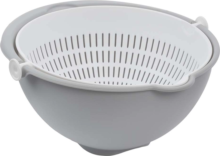 2 az 1-ben salátcsepegtető, skandináv szürke, 25 × 25 × 12 cm