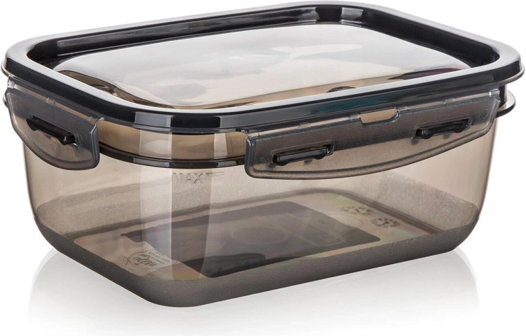 CADENZA téglalap alakú 1 l-es doboz pattintós zárral, füstös átlátszó műanyag