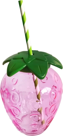 Mason pohár 550 ml eper formában zöld tetővel