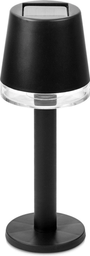 Fekete napelemes asztali LED-lámpa, 21,5 cm
