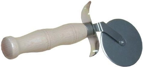 Rozsdamentes acél pizzavágó fanyéllel, 6 cm
